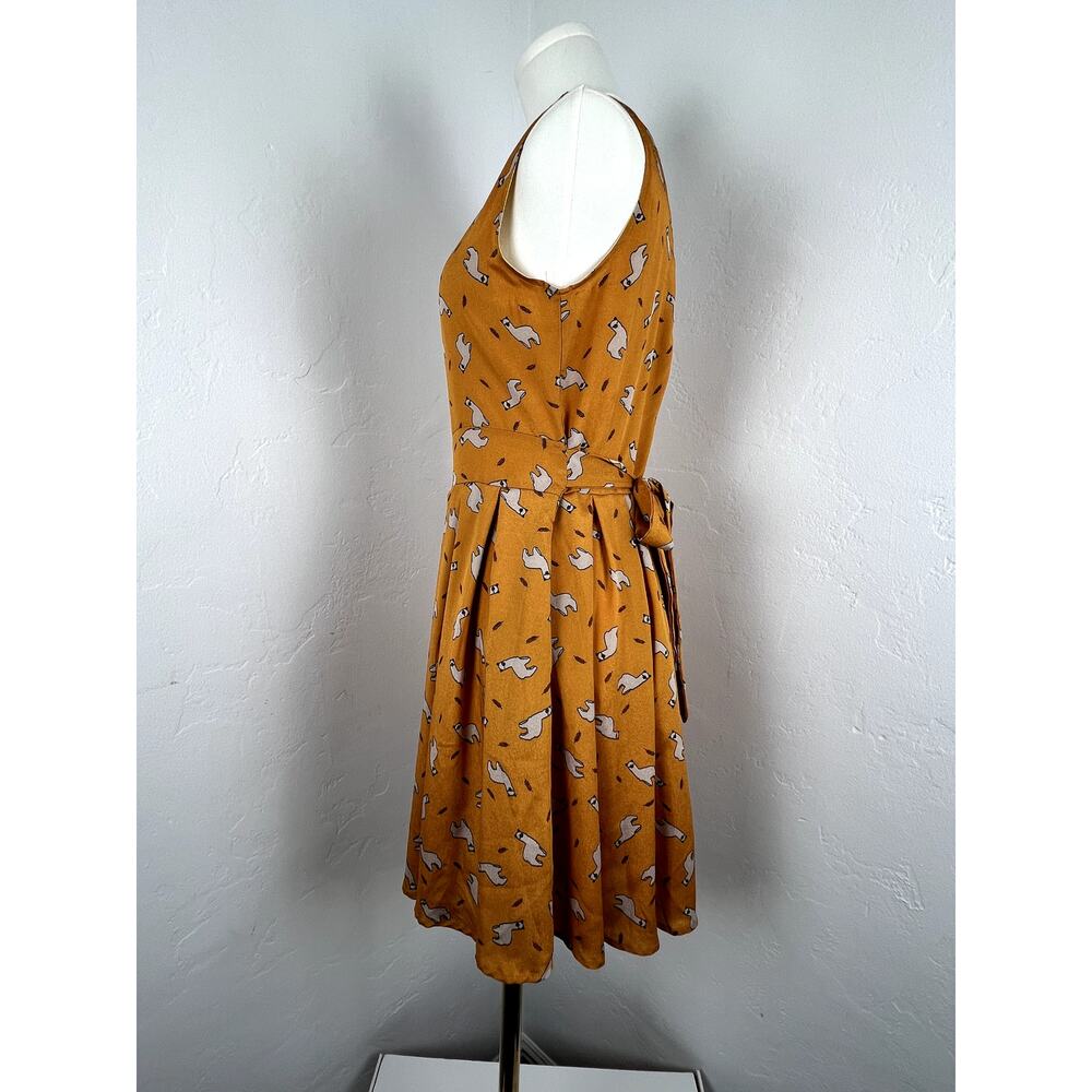 DARLING LLAMA-PRINT MIDI DRESS in Marigold (WOMANS: Small) - Picture 8 of 12